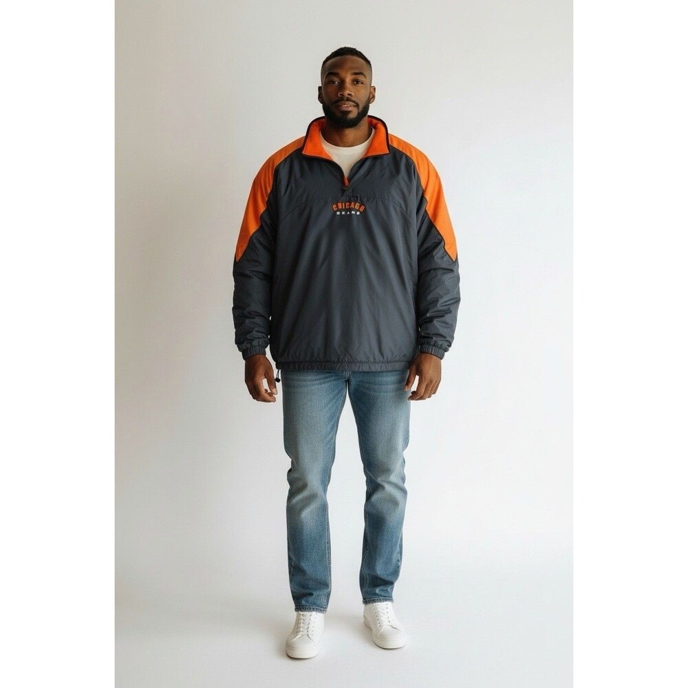 Vintage Y2K Chicago Bears G-III Reversible Pullover Jacket XL NFL Orange Navy